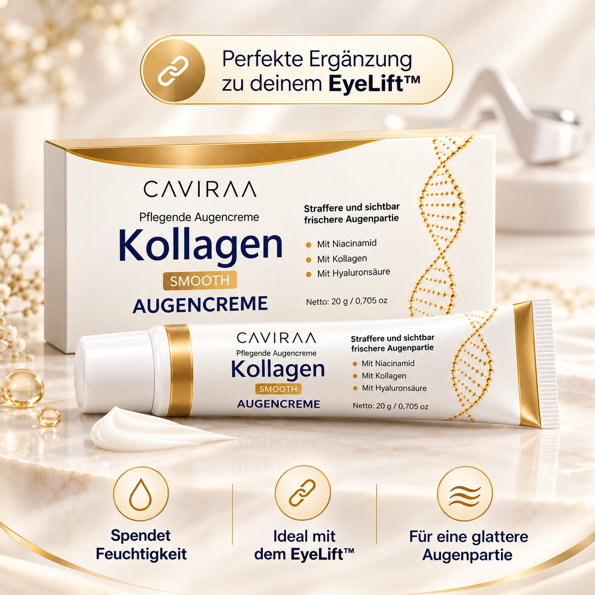 Caviraa EyeLift™ – 2-in-1 Rotlicht- & EMS-Augenpflege