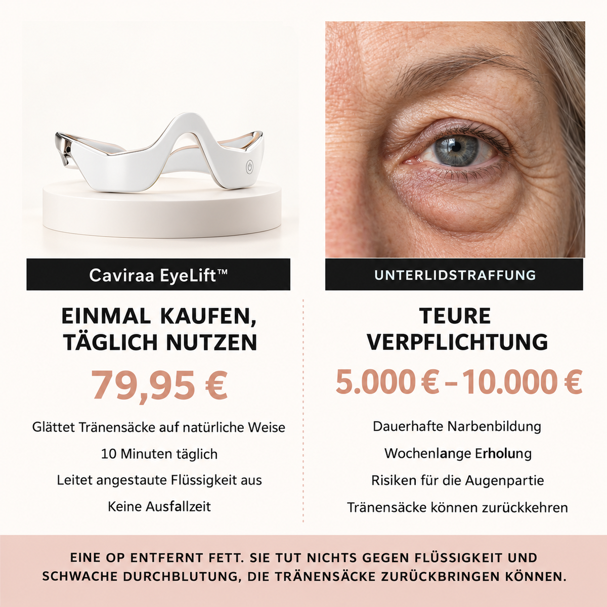 Caviraa EyeLift™ – 2-in-1 Rotlicht- & EMS-Augenpflege